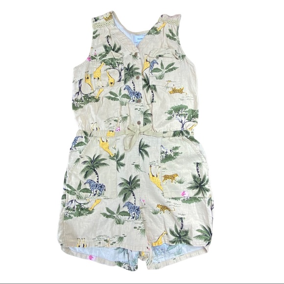ON Linen Blend Girls Romper Safari - Picture 2 of 5